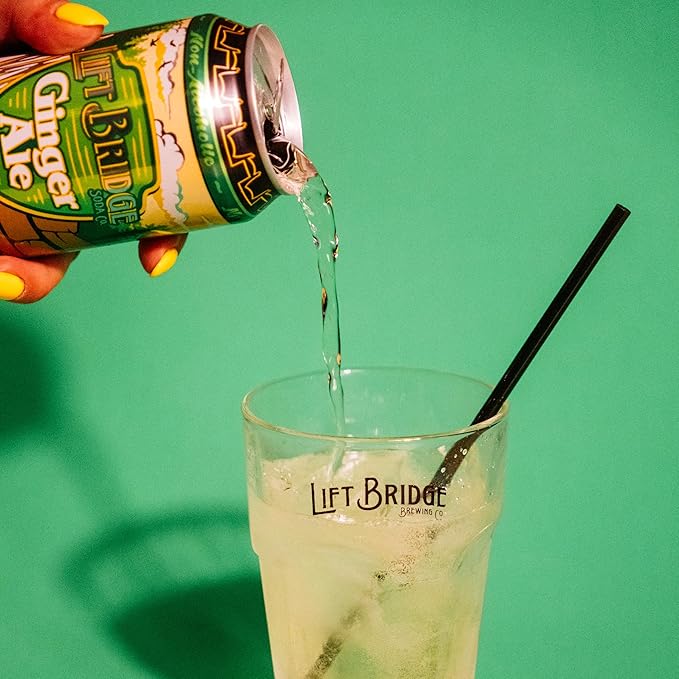 Lift Bridge Ginger Ale Natural Ginger Flavor Real Cane Sugar Craft Soda Gluten-free Caffeine-free Vegan 12 pack 16 oz Cans