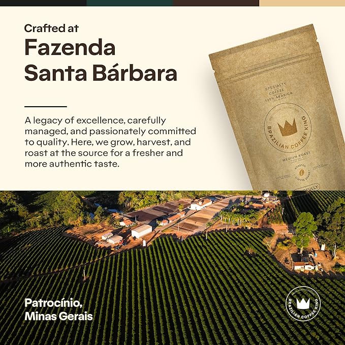 4-Pack Specialty Whole Bean Coffee Mindfully – Arabica Roasted in Brazil – Smooth Centering Flavor with Notes of Chocolate Caramel Vanilla and Nuts – Carefully Harvested – Brazilian Coffee King
