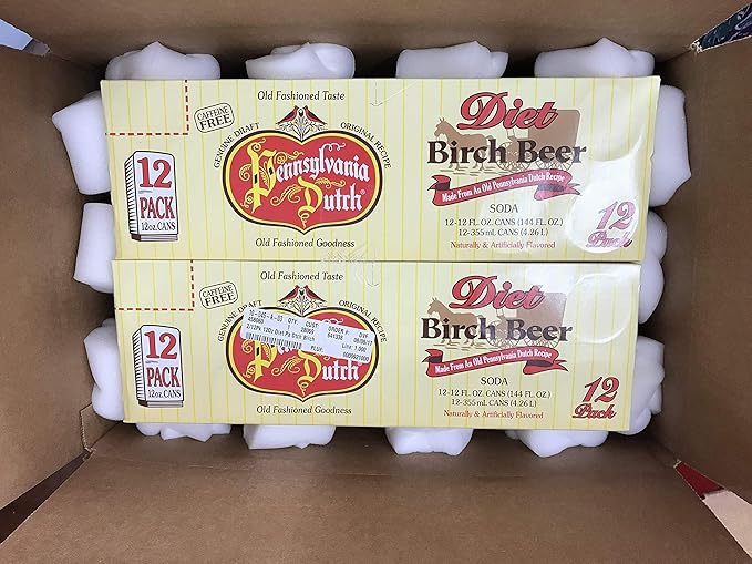 AmishTastes PA Dutch Diet Birch Beer Protected With High-Density Foam Favorite Amish Drink 12 Oz. (Pack of 8)
