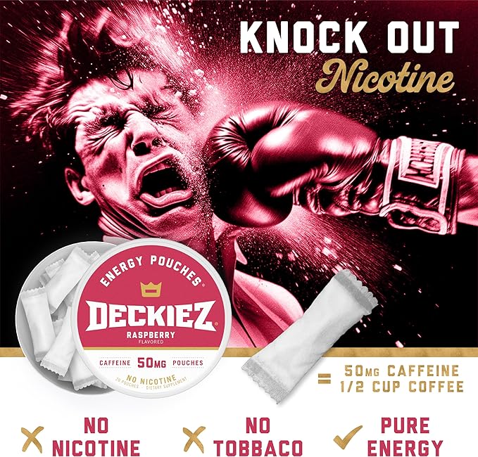 Deckiez Energy Pouches 5 Cans (100 Pouches) Sugar Free Caffeine Supplement Coffee Pouches &amp Energy Drink Alternative 50mg Caffeine Pouches 5 Pack Variety Flavors