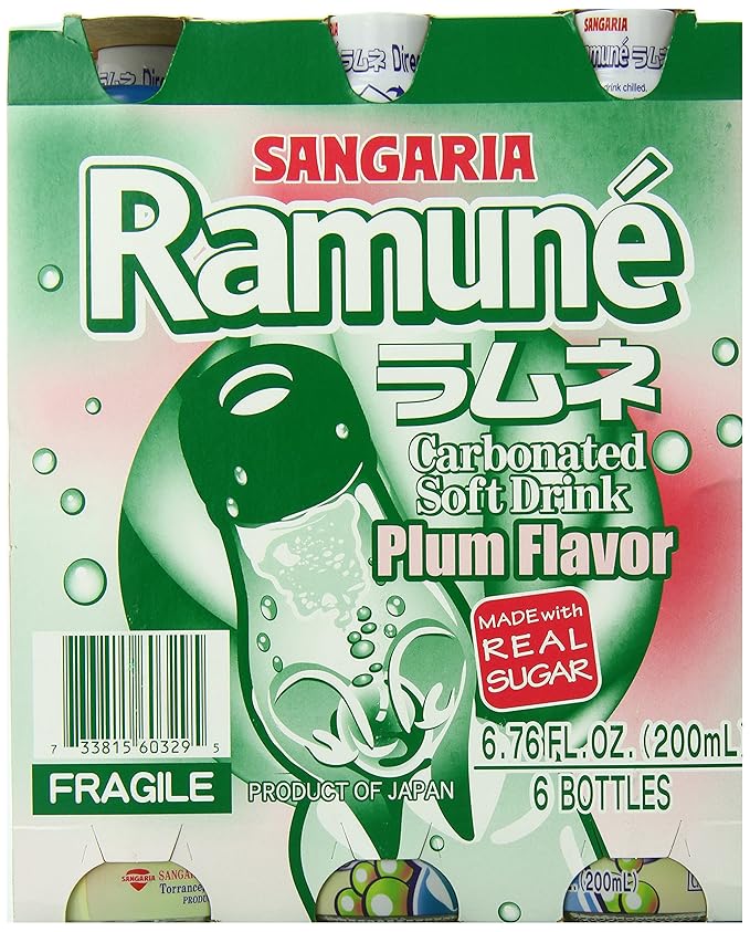 Sangaria Ramune Plum Flavor 6.76 Fluid Ounce (Pack of 6)