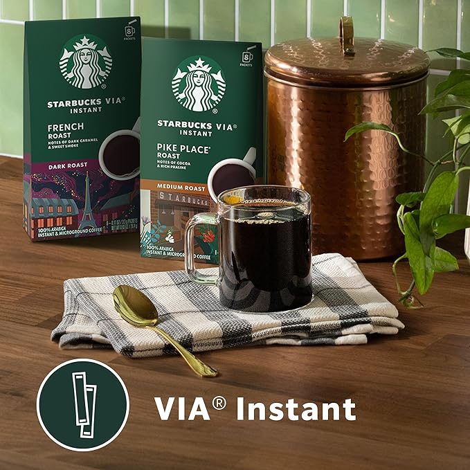 Starbucks VIA Instant Coffee Light Roast Coffee Veranda Blend 100% Arabica Single-Serve 1 Box (50 Packets)