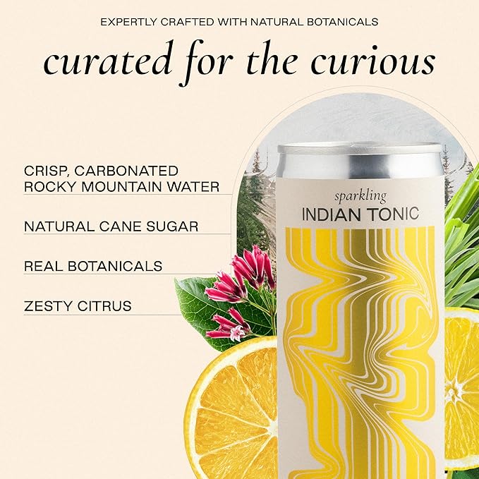 Strongwater Sparkling Indian Tonic Water - 12 Pack Cans (8.4 Fl Oz Each) - Premium Mixer with Quinine Rocky Mountain Water &amp Botanicals - No Added Preservatives Zero Sugar
