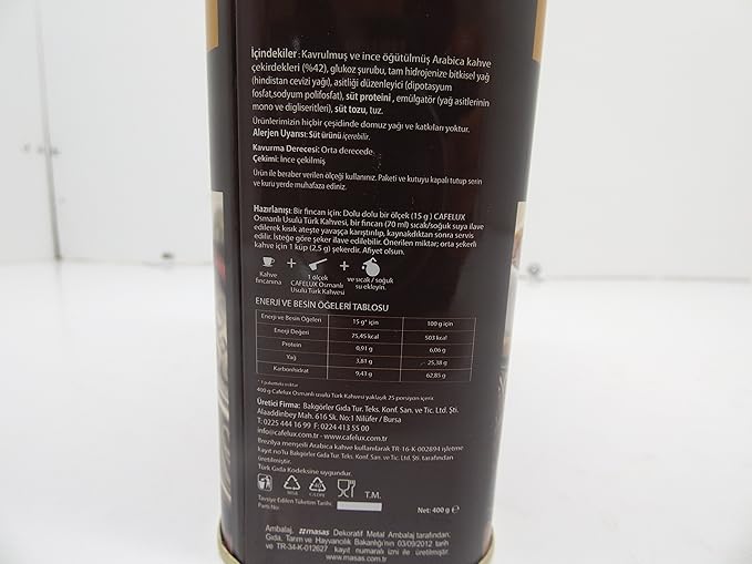 Cafelux Ottoman Style Turkish Dibek Handmade Grounded Coffee Net: 400g