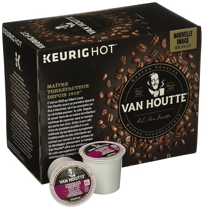 Van Houtte Raspberry Chocolate Truffle Single-Serve Keurig K-Cup Pods Light Roast Coffee 48 Count (2 Boxes 24 Pods)