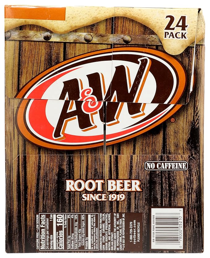 A&ampW Root Beer Soda 12 fl oz cans 24 pack