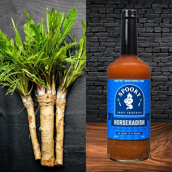 SPOOKY - Bloody Mary Mix Variety Pack - Featuring Horseradish &amp Sriracha - No Artificial Color or Flavor - No Preservative No MSG Low Carb Low Calorie &amp Gluten Free - 32 Oz (Pack of 2)