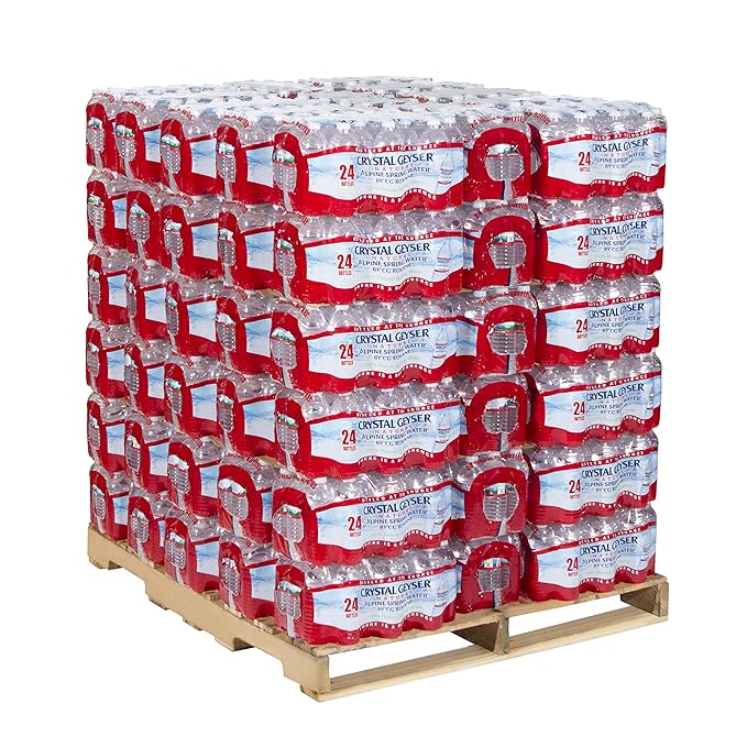 CRYSTAL GEYSER SINCE 1977 Pallet Of 84 Cases Of Alpine 100% Natural Spring Water 24 16.9oz bottlesper Case Bottled at The Source Clear (CGW24514PL)