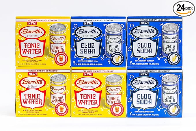 Barritt's Mixers - Club &amp Tonic Mix Non-Alcoholic Soda Cocktail Mixer 7.5 fl oz Cans 24 Pack Mini