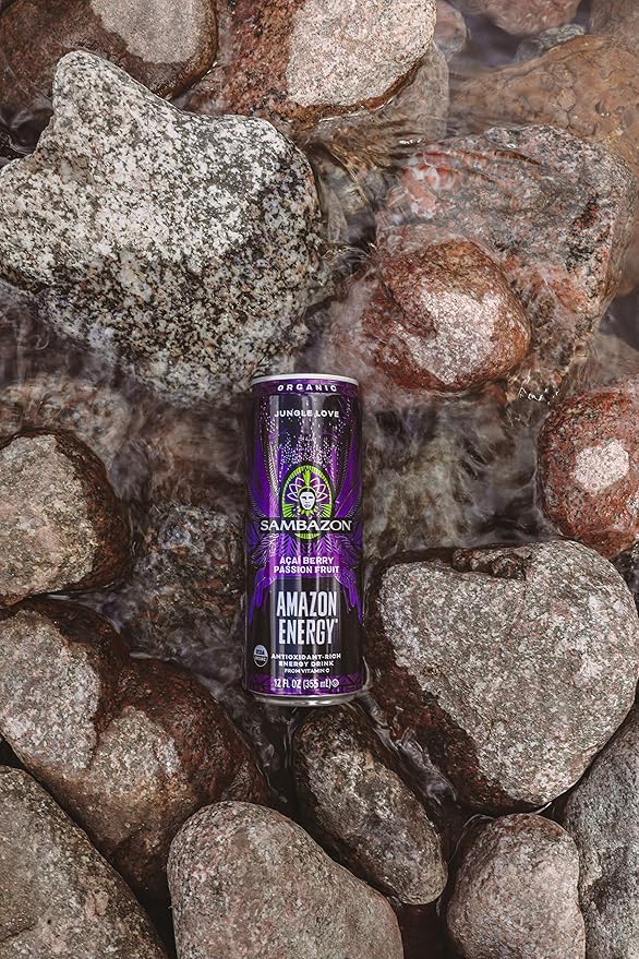 Sambazon Organic Amazon Energy Drink Jungle Love Acai Berry and Passionfruit 12 Fl Oz (Pack of 12)
