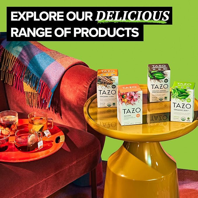 TAZO Organic Zen Green Tea Bags Caffeine Free Tea with Refreshing Lemongrass &amp Spearmint 96 Total Tea Bags (16ct - Pack of 12)