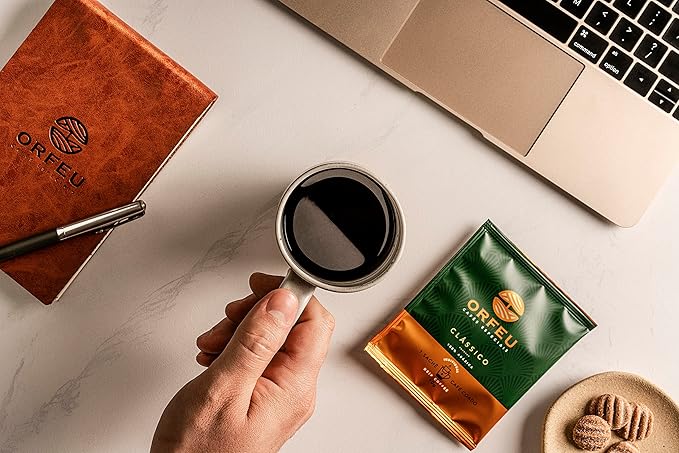 ORFEU - Specialty Coffee Classic - Drip Sachet - Arabica Medium Roast with Notes of Floral Fruity &amp Caramel - Velvety Smooth Body - 10 Units (3.52oz/100g)