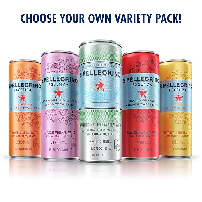 S.Pellegrino Essenza Variety Pack - Blood Orange Lemon Wild Strawberry11.15 Fl. Oz (Pack of 24)