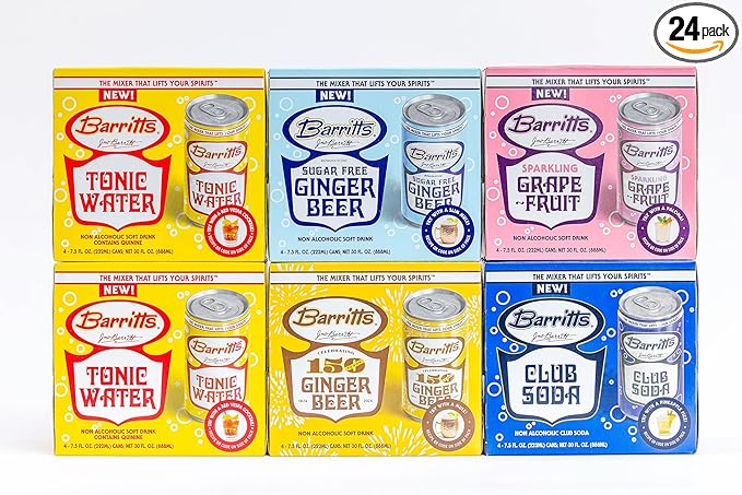 Barritt's Mixers - Double Tonic Mixer Set Non-Alcoholic Soda Cocktail Mixer 7.5 fl oz Cans 24 Pack Mini