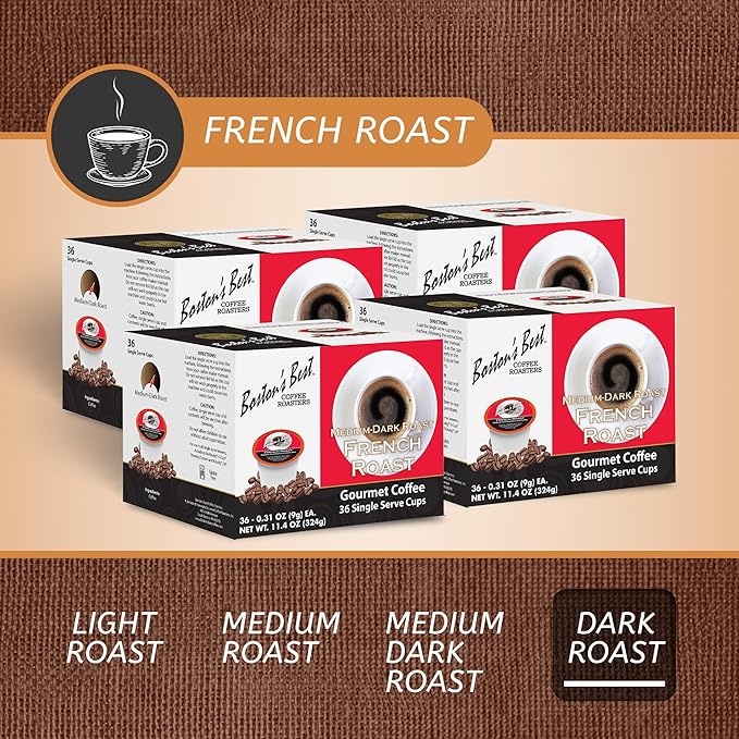 Boston’s Best - Rich &amp Bold French Roast Gourmet Coffee Delectable Dark Roast Compatible with Keurig Coffee Maker - 144 Count (Pack of 1)