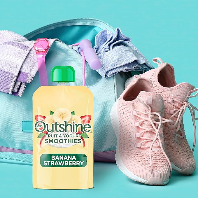 Outshine Fruit &amp Yogurt Smoothie Banana Strawberry Smoothie Pouch On The Go Snack 24PK
