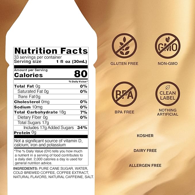 Monin - Premium Iced Coffee Concentrate | Clean Label with No Artificial Flavors No Artificial Preservatives (BPA-Free Plastic Bottle 1 Liter)