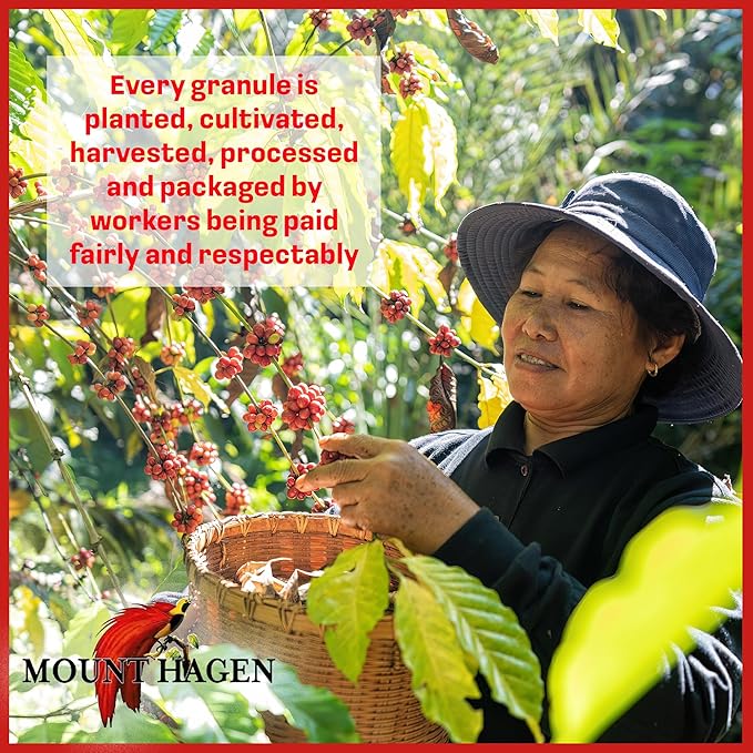 Mount Hagen 7.05oz Organic Freeze Dried Instant Decaf Coffee | Made From Organic Medium Roast Arabica Beans | Fair-Trade Eco-friendly Instant Decaffeinated Coffee in Resealable Pouch Bag [7.05oz]