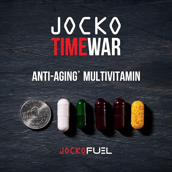 Jocko Fuel TIME WAR - Multivitamin for Men &amp Women. NAD Supplement for Healthy Aging Heart Bone &amp Eye Health. Essential Vitamins and Minerals Supports Stress Relief + Energy Levels - 30 Da