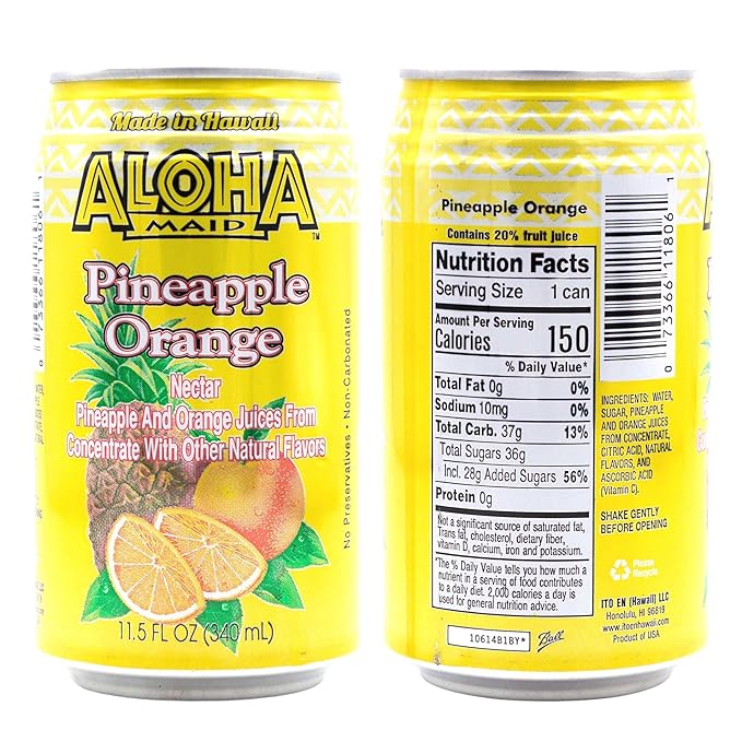 Aloha Maid Drinks Orange Variety 4 Cans per Flavor Total 12 Cans