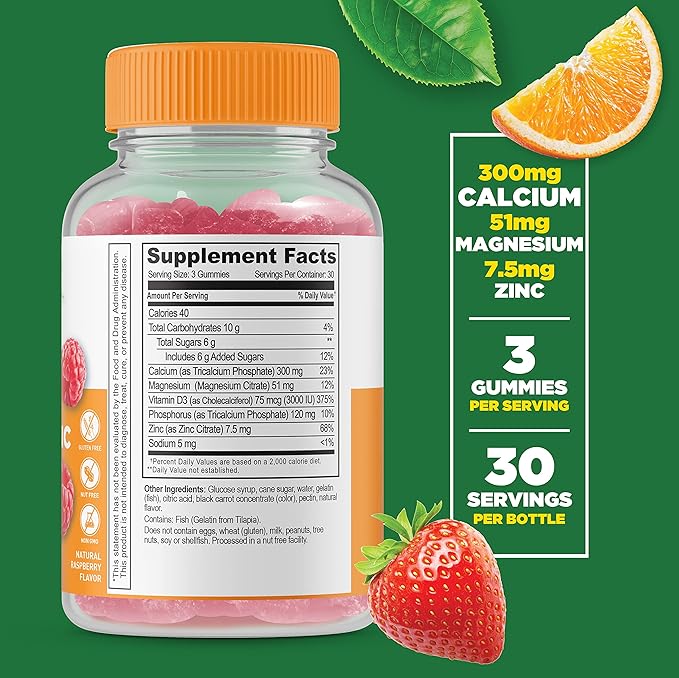 Lifeable Collagen &amp Biotin + Calcium Magnesium Zinc &amp Vitamin D Gummies Bundle - Great Tasting Vitamin Supplement Gluten Free GMO Free Chewable Gummy