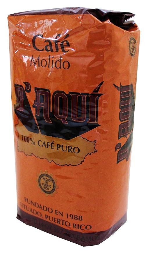 Cafe D'aqui 100% Pure Ground Coffee From Puerto Rico Mountains 14 oz. Bags (3 Pack)