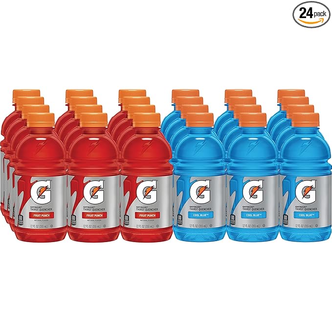 Gatorade Thirst Quencher Fruit Punch and Cool Blue Variety Pack 12 Ounce (Pack of 24)