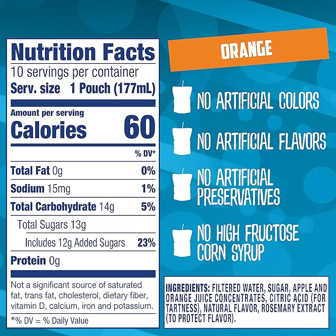 Capri Sun Orange Ready-to-Drink Juice 6 Fl Oz (Pack of 10)