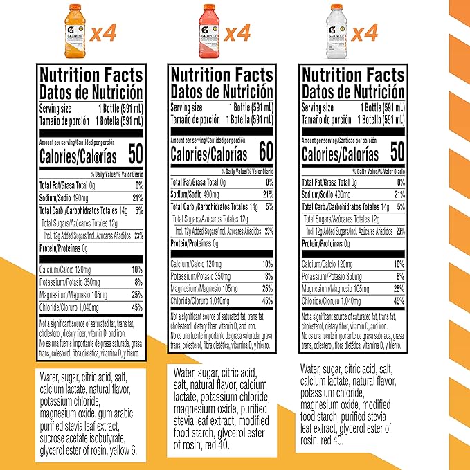 Gatorlyte Rapid Rehydration Electrolyte Drink 3 Flavor Variety Pack Specialized Blend of 5 Electrolytes Lower Sugar No Artificial Sweeteners No Artificial Flavors 20 fl oz Bottles (12 Pack)