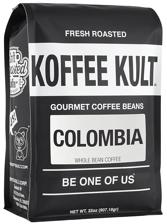 Koffee Kult Colombian Medium Roast Coffee Beans 100% Single Origin Colombia Arabica Whole Bean (Whole Bean 32oz)