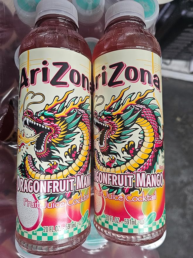 Arizona Dragon Fruit Mango Fruit Juice Cocktail 100% Natural No Artificial Colors or Flavors 20 Fl Oz Bottles 24 Pack
