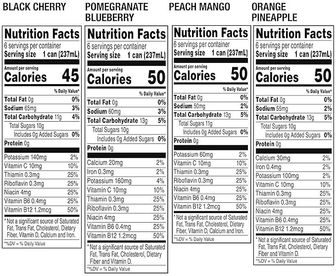 V8 +Energy Variety Pack Pomegranate Blueberry Orange Pineapple Peach Mango Black Cherry8 Fl Oz (Pack of 24)