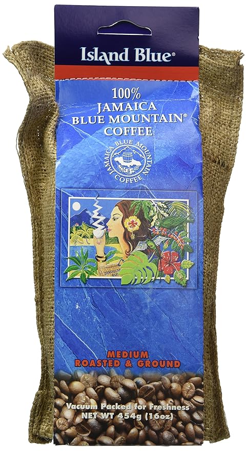 Island Blue -100% Jamaica Blue Mountain Medium Roasted Coffee - Grounds 16oz