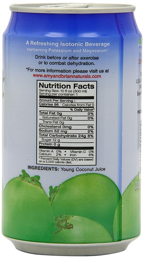 Amy &amp Brian Coconut Water Original 10 Fl Oz (Pack of 24)