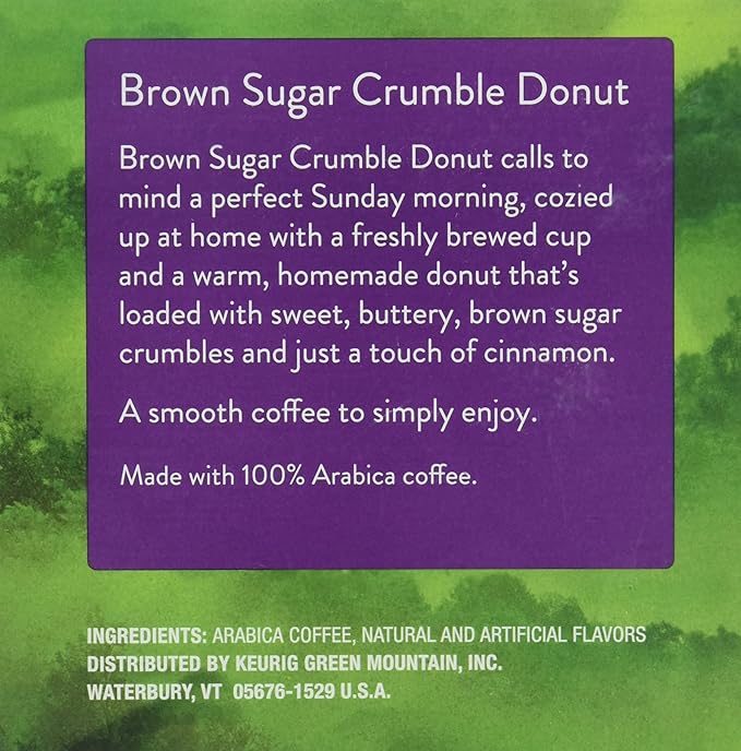 GREEN MOUNTAIN Coffee Keurig K-Cups Brown Sugar Crumble Donut 3.7 Ounce 12 ct