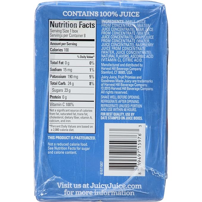 Juicy Juice Slim 8 Pack Berry 6.75 Ounce Boxes (Pack of 4)