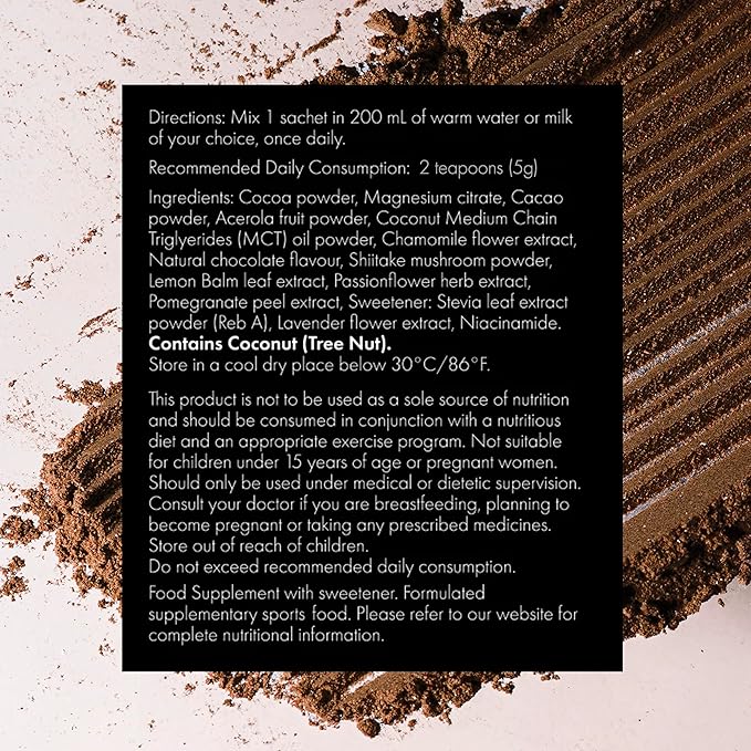 WelleCo The Evening Elixir Vitamin C Hot Chocolate Beauty Drink Mix with Niacin Lemon Balm &amp Magnesium Supports Sleep Collagen Formation &amp Skin Glow 150g (5.3 oz) Jar