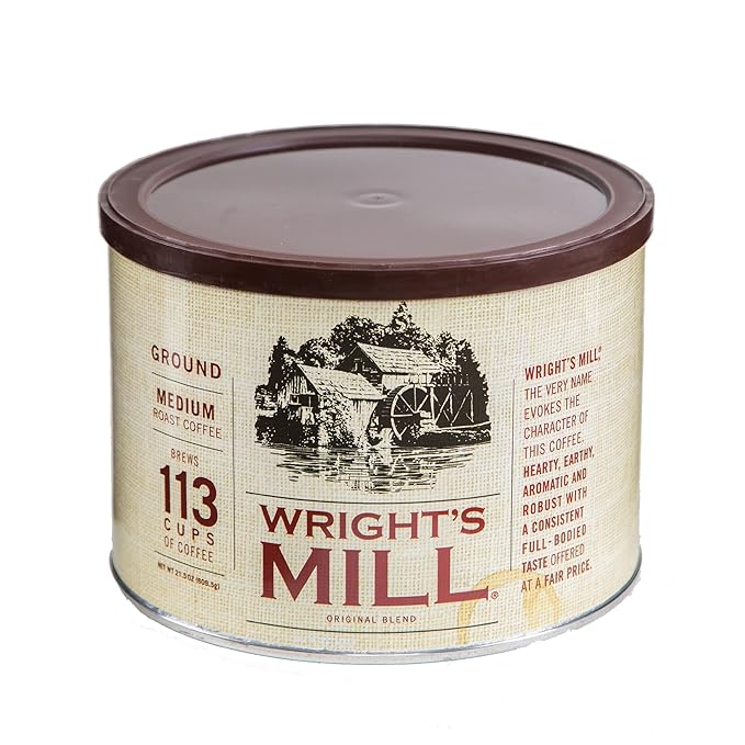 Red Diamond Ground Coffee Wright's Mill Original Blend Medium Roast Hearty Earthy Aromatic &amp Robust 21.5 Ounce Resealable Can