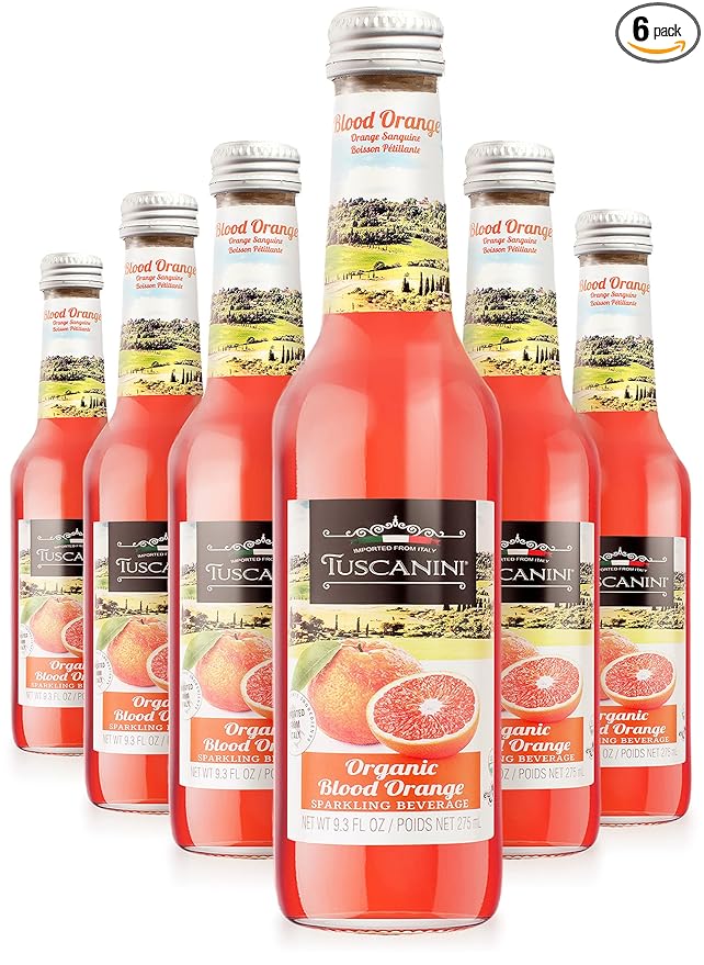 Tuscanini Organic Blood Orange Soda (6 Pack) Contains 16% Real Juice! No Food Coloring or Artificial Flavors Imported From Italy