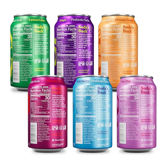 Poppi Sparkling Prebiotic Soda Beverage with Apple Cider Vinegar Seltzer Water and Fruit Juice Crowd Pleasers Variety Pack 12 Fl Oz Pack of 12 Packaging May Vary