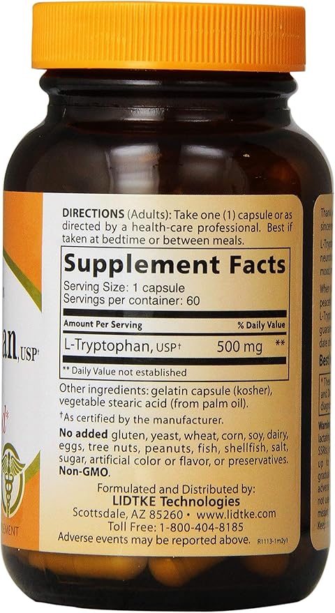 Lidtke Technologies L-Tryptophan Capsules 60 Count