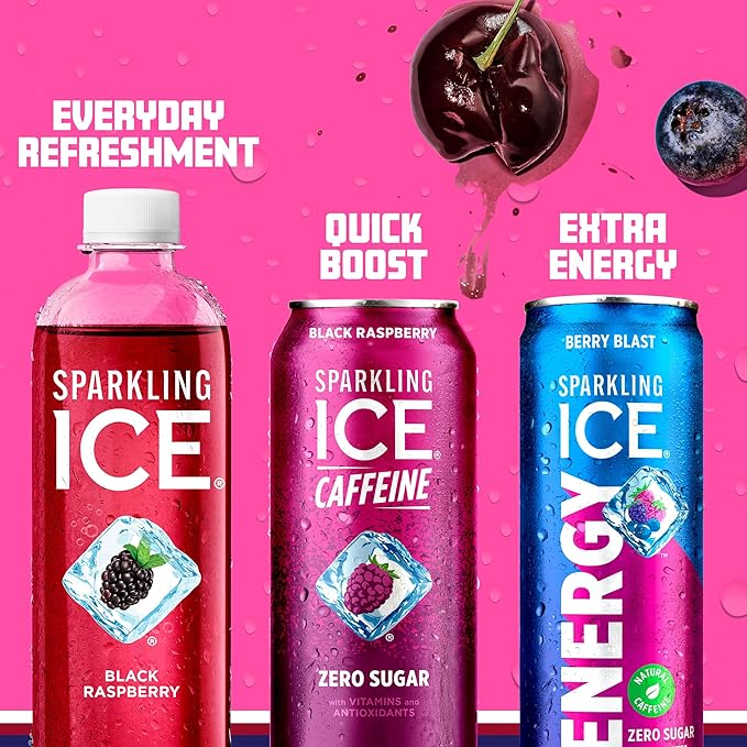 Sparkling Ice Energy Berry Blast 12Pk. Energy Drinks with Vitamins + Antioxidants Zero Sugar. 12 fl oz cans.