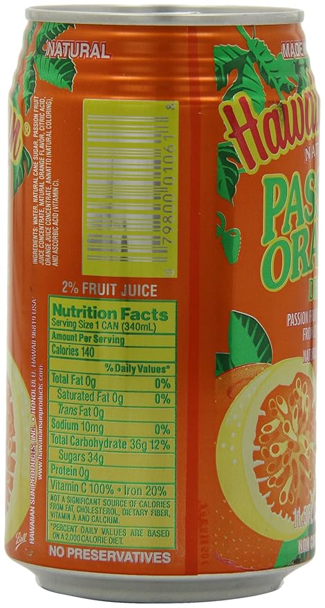 Hawaiian Sun Juice Orange Passion 11.5 Fl Oz (Pack of 24)
