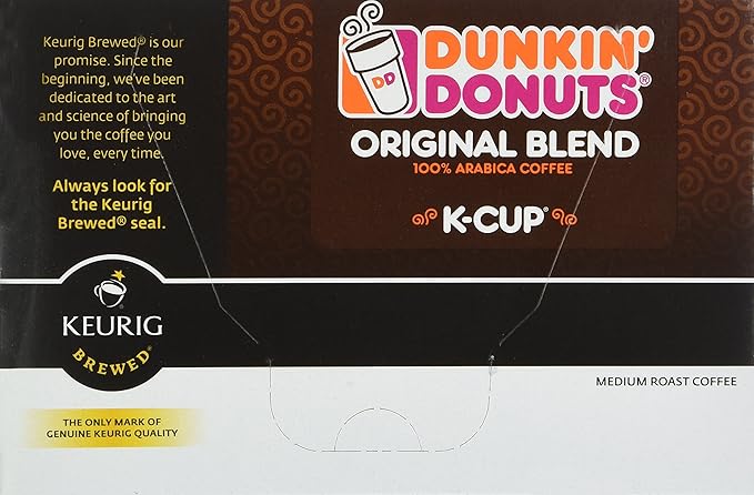 Dunkin' Donuts Original Blend Medium Roast Coffee 12 K Cups for Keurig Makers