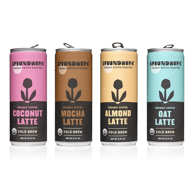Groundwork Organic Coffee - Coconut Cold Brew Latte - 8 Fl Oz Cans (12 Pack)