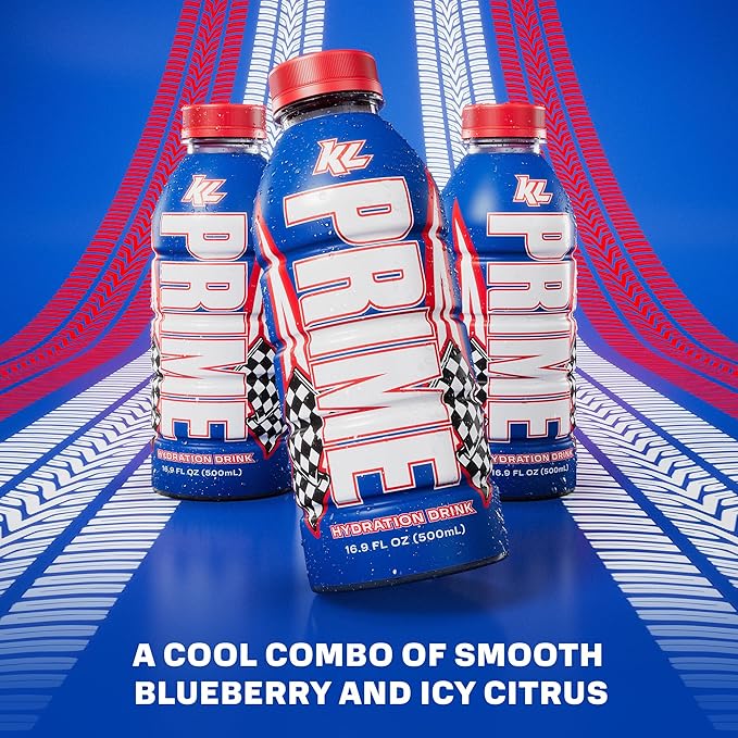 PRIME Hydration Kyle Larson Sports Drinks Electrolyte Enhanced for Replenishing Fluids 250mg BCAAs B Vitamins Antioxidants Low Sugar 16.9 Fl Oz 12 Pack