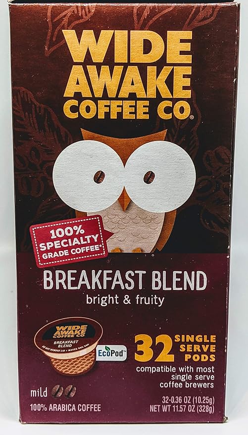 Wide Awake Coffee Single Serve Coffee Pods (32 Count Breakfast Blend)