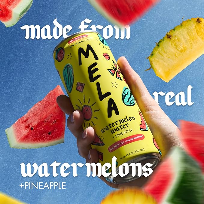 Mela Watermelon Water - Watermelon Juice 100 Percent Natural Fruit Juice with Vitamin C Electrolytes Antioxidants - Coconut Water Alternative Gluten-Free (Pineapple 11.15 fl oz 12-pack)