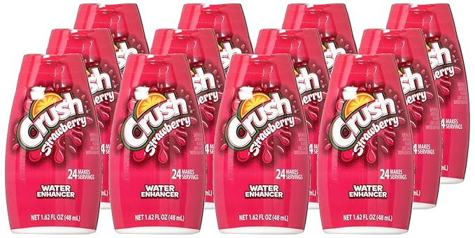 Crush Liquid Water Enhancers - Sugar Free Strawberry Water Flavoring with No Calories (12 Bottles that make 24 Servings Each)