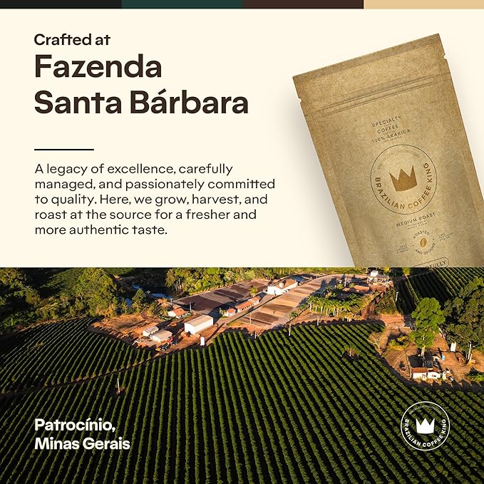 4-Pack Specialty Coffee Mindfully – Arabica Roasted and Ground in Brazil – Smooth Centering Flavor with Notes of Chocolate Caramel Vanilla and Nuts – Carefully Harvested – Brazilian Coffee King